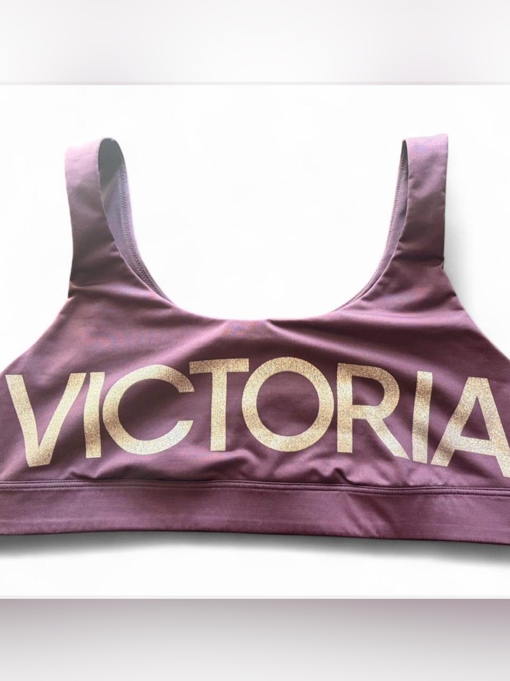 Victoria Sport Burgundy Gold Logo Sports Bra